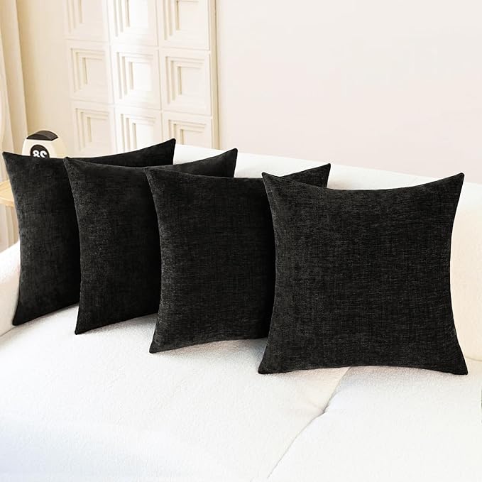 CaliTime Decorative Couch Throw Pillow Covers 18 X 18 Inches Black