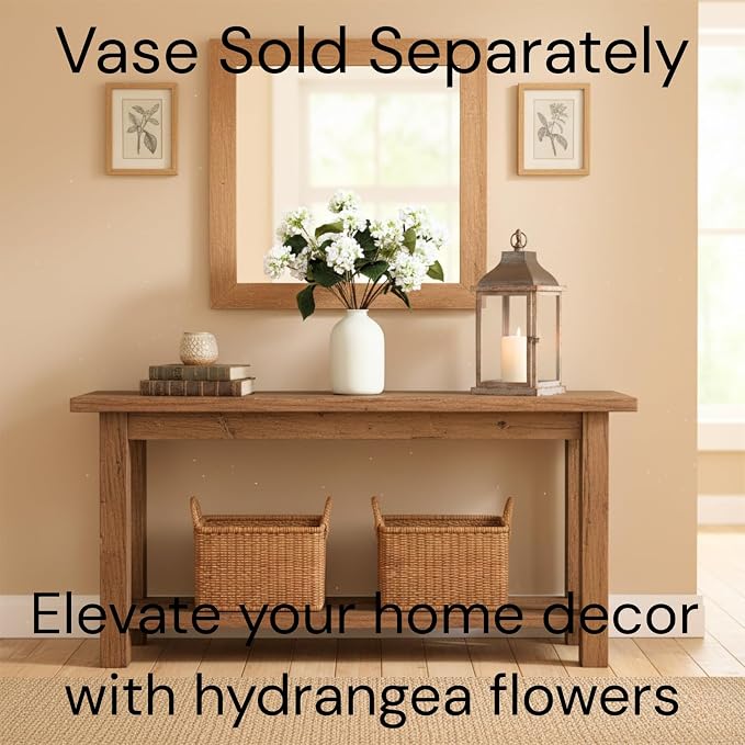Small Faux Hydrangea Flowers 5 Stems (15 Heads) For Table Decor | Real Touch Hydrangea Flowers Artificial with Stems, Silk Floral Bouquet, Hortensias Artificiales, Snowball Viburnum