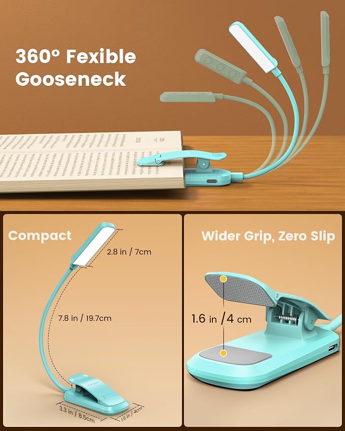 Glocusent 13 LED Book Lights for Reading at Night, Gifts for Book Lovers