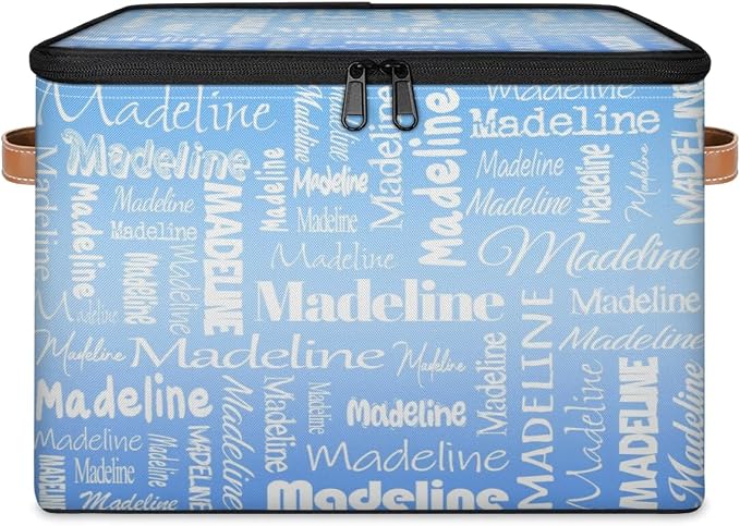 Custom Storage Basket with Name, Personalized Keepsake Box,Blue