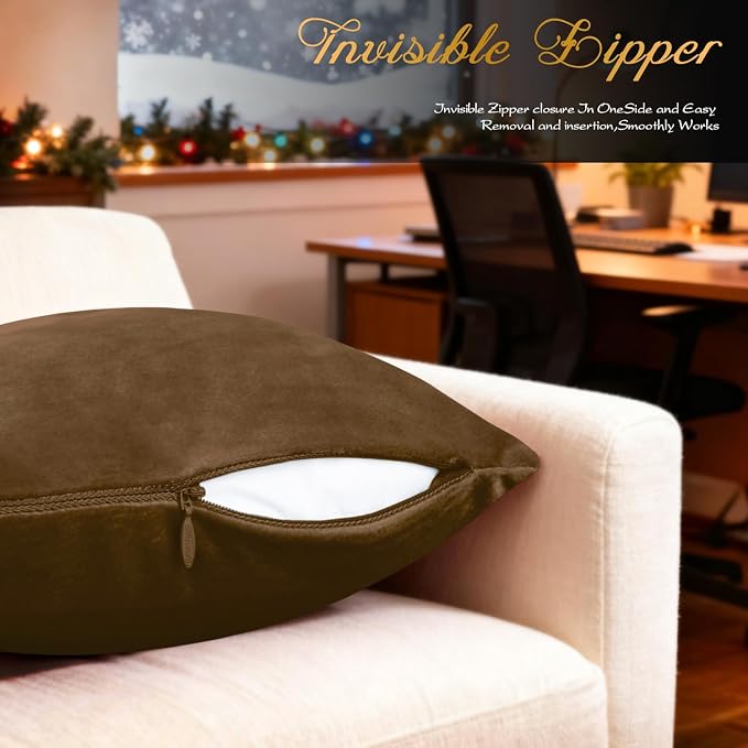 BRAWARM Christmas Pillow Cover 12 X 20 Inches, Brown Christmas Tree Embroidered Lumbar Pillow Cover, Soft Velvet Decorative Throw Pillow for Couch Bed Sofa Living Room Home