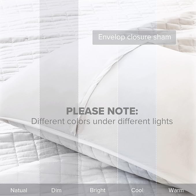 Comfort Spaces Kienna Twin Quilt Bedding Set 2 Piece, 66"x 90" White | Soft Cozy Lightweight Summer Twin XL Coverlet for College Dorm, Quilted Extra Layer, Modern Casual Bedroom Decor, OEKO-TEX