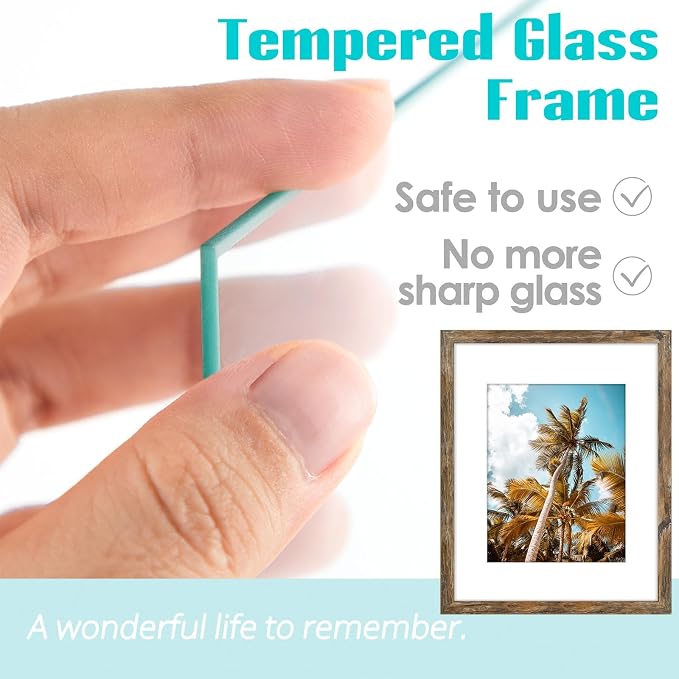 Frametory 16x20 Rustic Brown Picture Frame with Real Glass Mat for 11x14