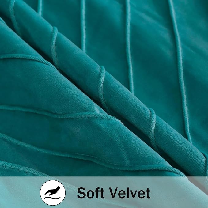 Velvet Throw Pillow Covers 24x24 Pack of 2 Gold Decor Aqua Green
