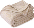 KAWAHOME Summer Sweatshirt Blanket for Bed Lightweight Soft Thin, 63" × 79" | Breathable Jersey Blankets for Hot Sleepers in Air-Conditioned Room, Home Decor Holiday Gift, Heather Camel