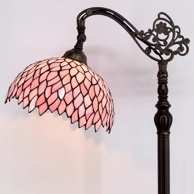 WERFACTORY Tiffany Floor Lamp Stained Glass Wisteria Arch Reading Light