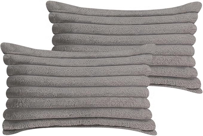 COTEY 12x20 Decorative Faux Fur Throw Pillow Covers Set of 2- Dark Gray