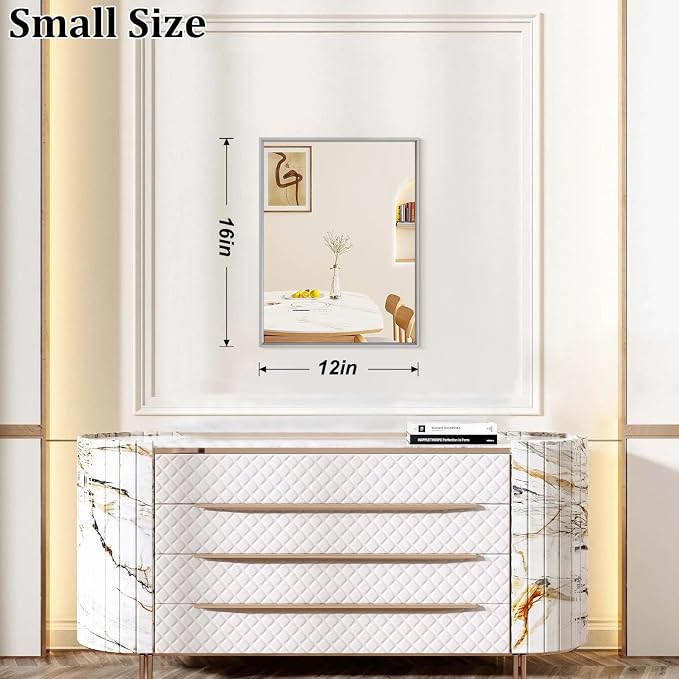 AAZZKANG Grey Wall Mirror Decorative Metal Framed Mirrors Modern for Bedroom Bathroom Dressing Room Home Entrancce Decor Rectangular
