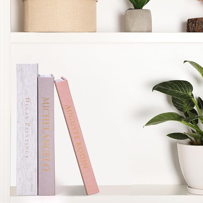 XKDOUS 3 Pack Linen Decorative Books for Home Decor Coffee Table Book Boxes