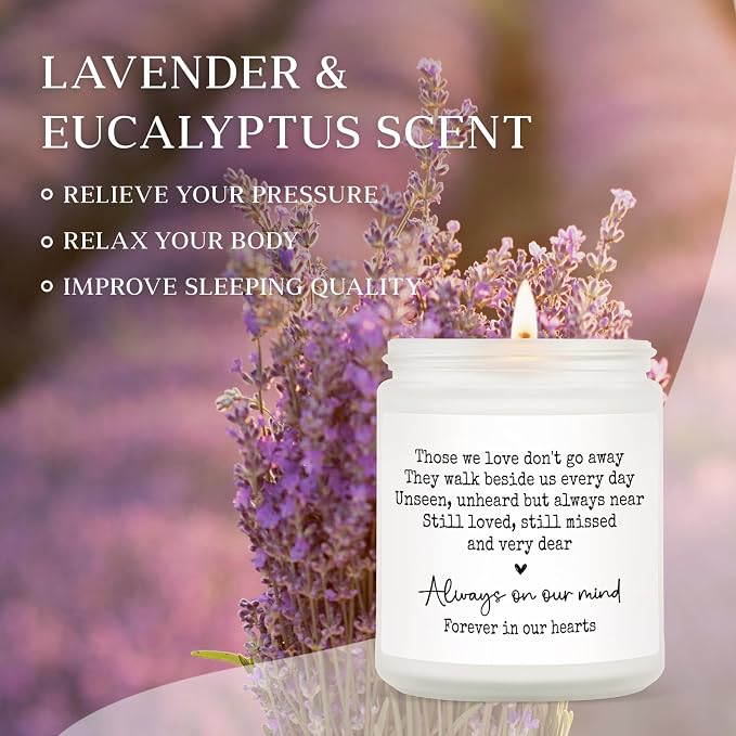 Shqiueos Sympathy Gifts for Loss of Loved One, Memorial Lavender Candle
