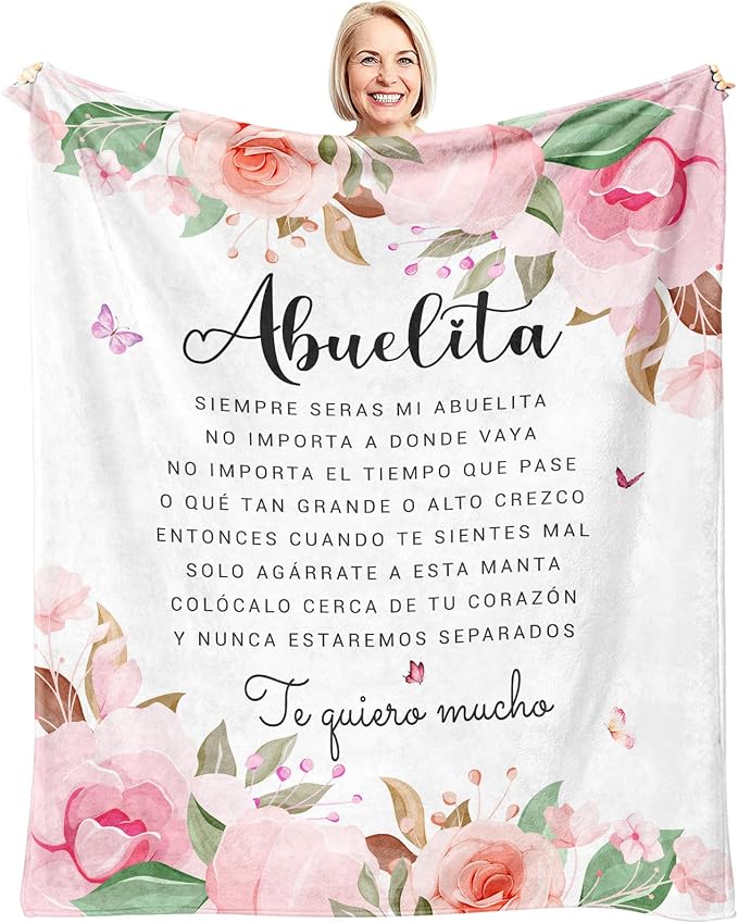 Abuela Gifts in Spanish, Abuelita Gifts, Regalos para Abuela en Español, Birthday Gifts for Abuela, Abuelita Gifts from Grandchildren, Gifts for Grandma Spanish Throw Blanket 60" x 50"