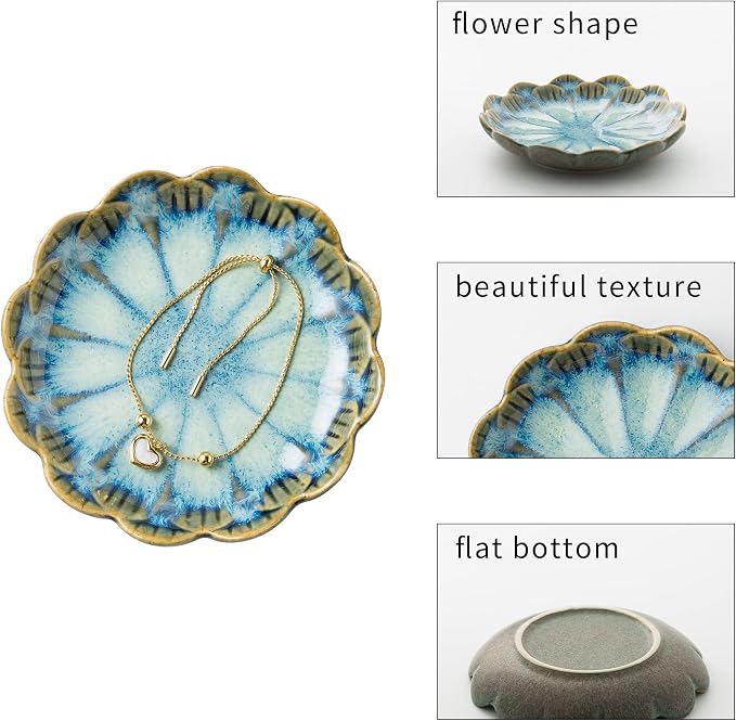 BEUNAIZER Jewelry Dish Tray, Ring Dish, Ceramic Trinket Tray, Key Bowl