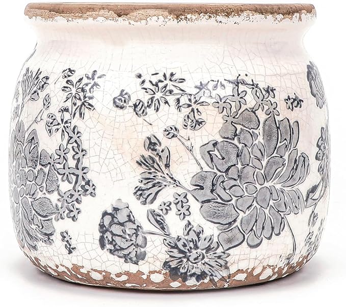 Dosayes Vintage Plant Pot, Gray, 6.29 inch Ceramic Flower Pot
