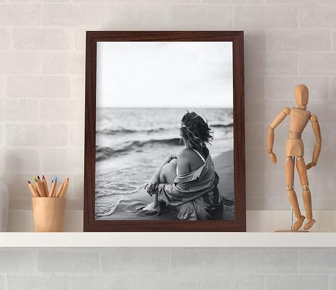 Frametory 11x14 Brown Picture Frame with Real Glass Mat for 8x10