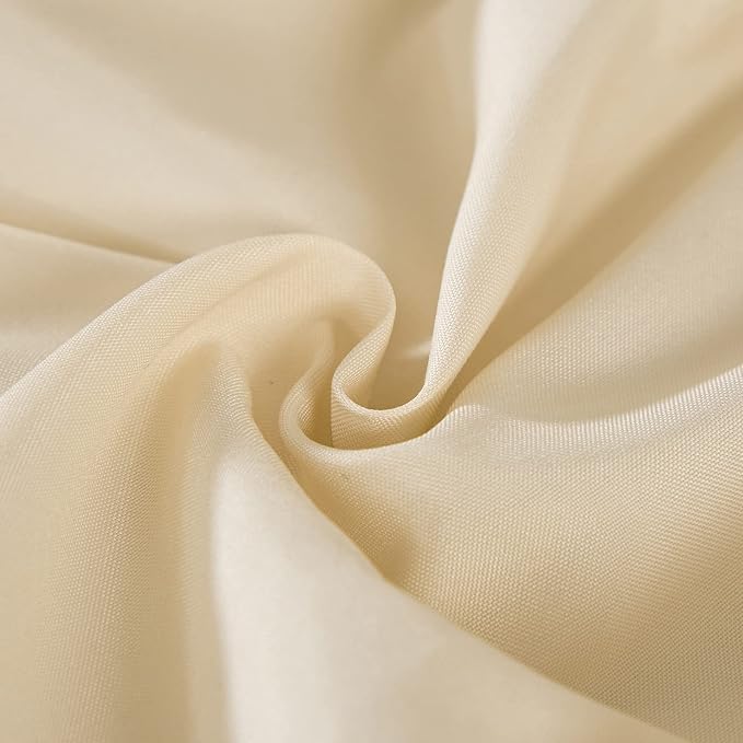 MEILA Wrap Around Elastic Bed Skirt for Queen & King Beds, 16" Drop, Beige | Three-Side Adjustable Elastic Dust Ruffle, Ruffled Polyester Fabric, Easy to Install, Fade Resistant & Machine Washable