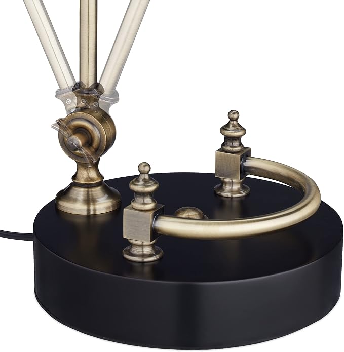 Relaxdays Vintage Table Lamp, Tilting Glass Lampshade, Wooden Base, E27, Library Desk, Black