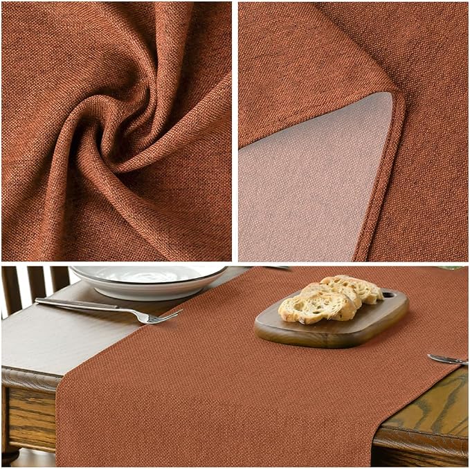 Artoid Mode Rusty Orange Table Runner, Seasonal Fall Thanksgiving Washable Kitchen Dining Table Decoration for Home Party Decor 13x72 Inch