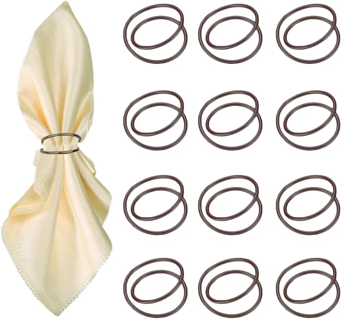 Dark Gray Napkin Rings - 12 PCS Metal Spiral Napkin Rings(Spiral) | Napkin Holders Buckles for Family Dinner, Wedding, Party,Table Decorations