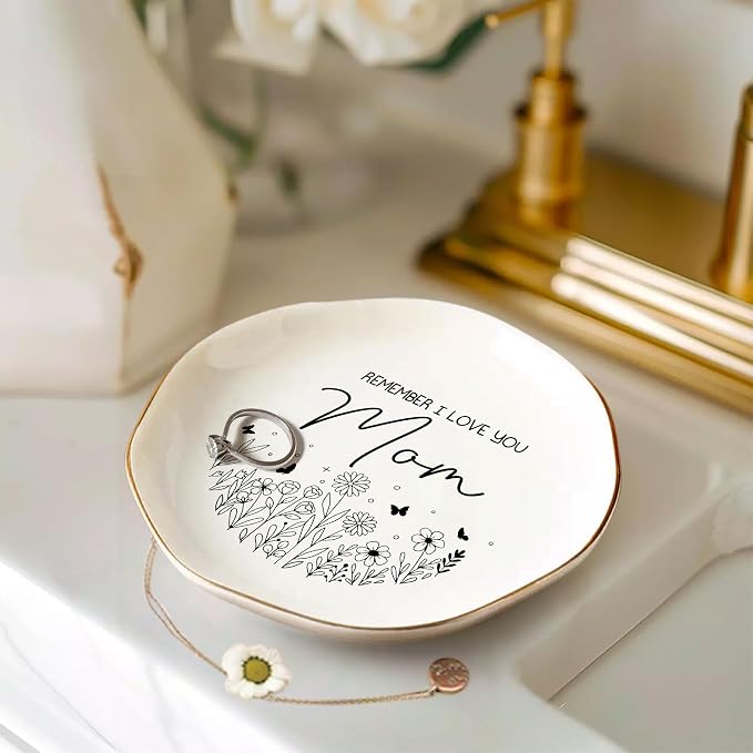Remember I Love You Mom Ceramic Ring Dish