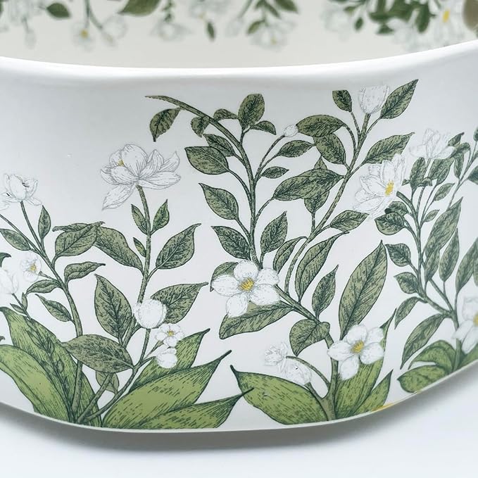 Ceramic Fruit Basket Bowl for Home Decor Wedding Party Candy Dish Decorations Ornaments Decorative Bowl for Home Kitchen & Dining Table Office Decor 1000ml Capacity (Jasmine)