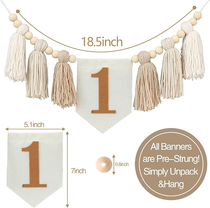 1st Birthday Decorations Boy First High Chair Banner One Year Old Decor