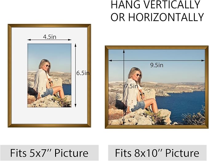 Frametory 12 Pack 8x10 Aluminum Frame with Mat for 5x7 Photo, Bronze