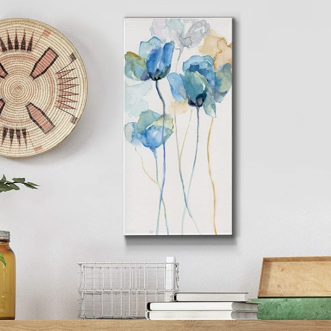 Renditions Gallery Canvas Floral Wall Art Home Paintings & Prints Colorful Stem Wildflowers Modern Glam Botanical Romantic Canvas Decorations for Bedroom Office Kitchen - 8"x16" LT43
