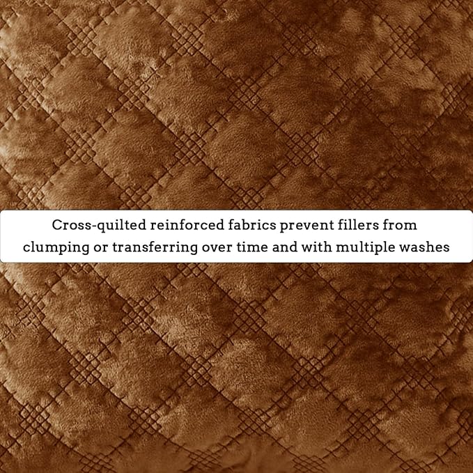 Throw Pillow Cover 18x18 1 Piece Velvet Square Pillowcase Soft Skin-Friendly Cross Process Decorative Farmhouse Cushion Covers for Couch Sofa Bedroom Living Room,Caramel