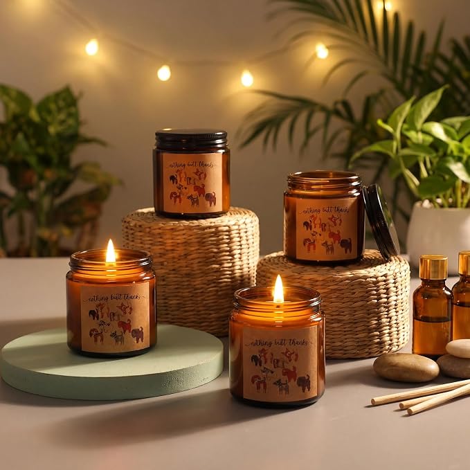 Fumete 10 Pcs Employee Appreciation Gifts Jars Scented Soy Candles 3.5 oz The Difference Candles Team Thank You Gifts for Vet Tech Office Coworker Volunteers Nurse Teachers(Amber, Nothing But Thanks)