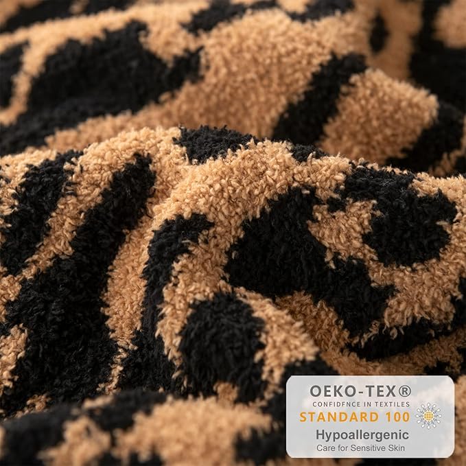 MH MYLUNE HOME Ultra Soft Leopard Throw Blanket Plush, Brown, 71"x78" | Reversible Cheetah Print Blanket, Comfy Fluffy Fuzzy Plush Blanket Throws for Couch Bed, Cozy Blankets for Women Gift