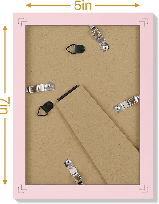 Vittanly 5x7 Picture Frames Set of 9 for Wall or Tabletop Display, Pink | Display Pictures 4x6 with Mat or 5x7 without Mat, Small Photo Frames, Engineered Wood with Shatter Resistant Plexiglass