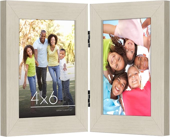 Americanflat 4x6 Double Picture Frame - Light Wood