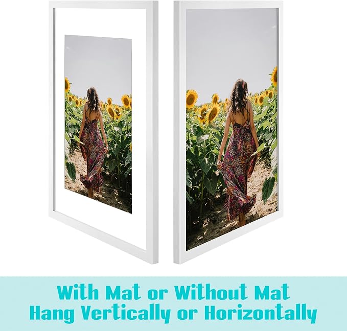 Frametory 6 Pack 16x24 White Picture Frame with Real Glass Mat for 12x18