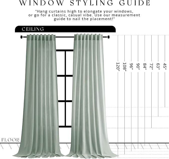 Jowels Aqua Green Linen Curtains 84 Inch Long 2 Panels for Living Room | Light Filtering Semi Sheer Curtain, Back Tab Pocket Pleated Look, Boho Farmhouse Textured Privacy Drapes for Bedroom Window