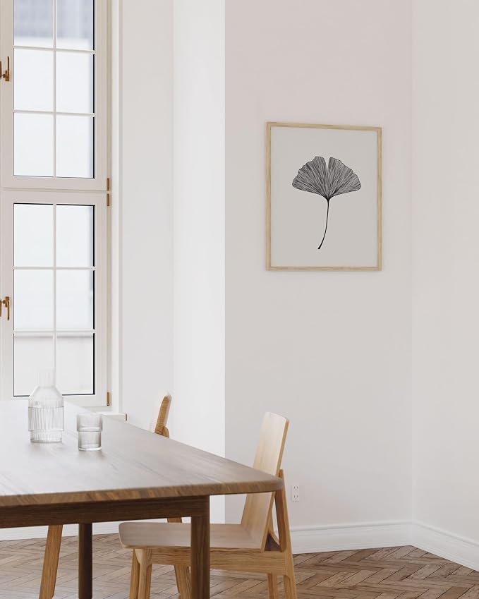 HAUS AND HUES Plant Wall Art - Ginkgo Flower Botanical and Minimalist Neutral Print, Black and White, 16x20 Unframed