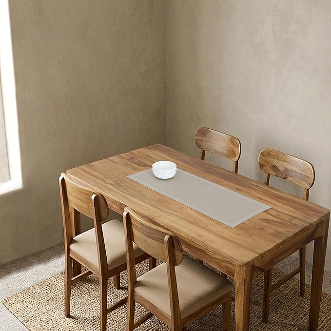 Solino Home 100% Pure Linen Dining Table Runner Natural Woven, 14 x 36 in | Classic Hemstitch, a graceful centrepiece for dining and gatherings, hemstitched border, mitered corners, OEKO-TEX Certified