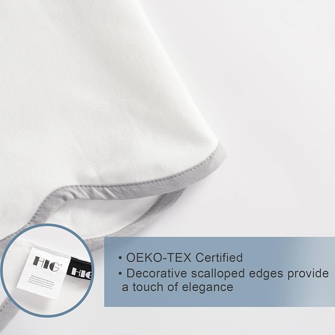 HIG Chic 14'' Twin BedSkirts Scallop Edge Pleated Dust Ruffle | Easy Fit, Anti-Slip, Thick Fabric for Enhanced Privacy, Pre-Washed for Long-Lasting Use, Off White/Light Gray