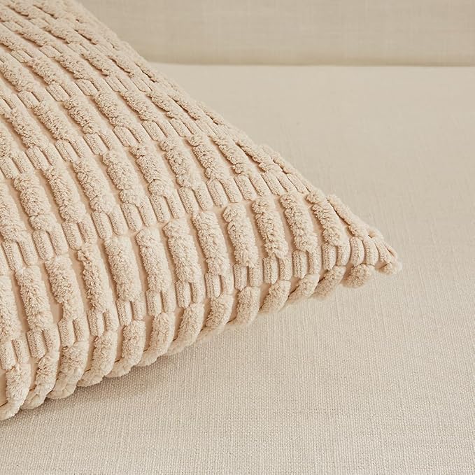 Fancy Homi 8 Packs Decorative Throw Pillow Covers for Living Room Couch Bed, Modern Farmhouse Boho Home Décor Accent Cushion Case, 18" x 18", Neutral