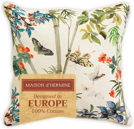 Maison d' Hermine Throw Pillow Covers 100% Cotton (18" x 18" - Pack of 1)
