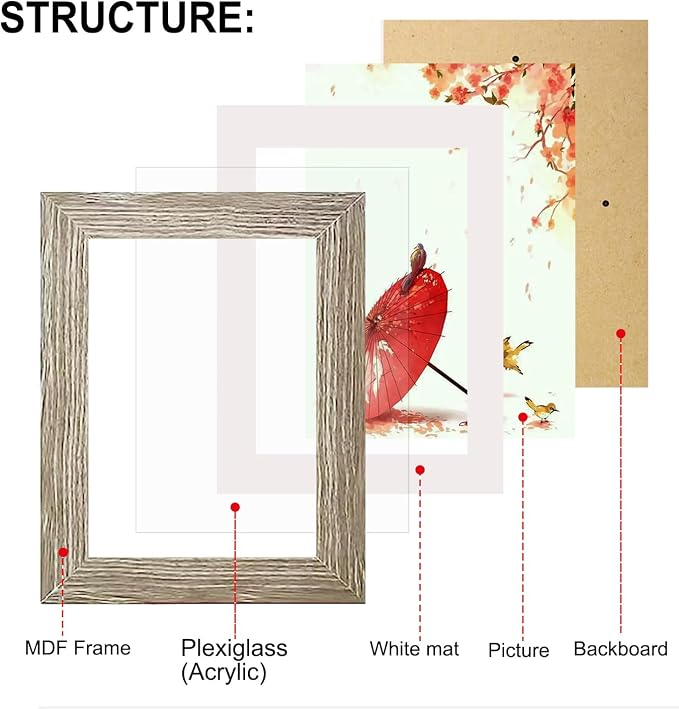 xnlkros Picture Frame Set 10 pack, Farmhouse Photo Frames, Gallery Wall Frame Collage, 8x10 5x7 4x6 Frames in 3 Different Finishes Picture Frames For Wall or Desk,Gray