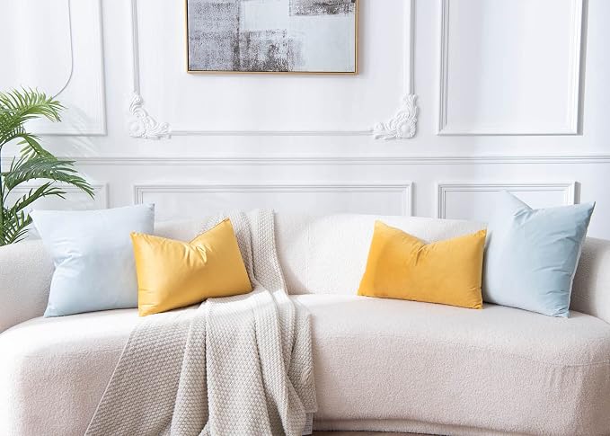 Throw Pillow Covers Set of 2 Velvet Cushion Covers 14x14,Powder Blue