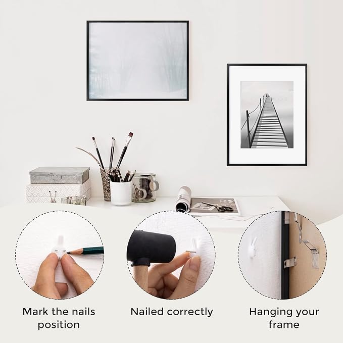 Fun Memories 11x14 Premium Metal Picture Frame - 11x14 Aluminum Photo Frames with 8x10 Mat, and Hanging Hardware - Ideal for Wall or Tabletop Display - Set of 3 - Black