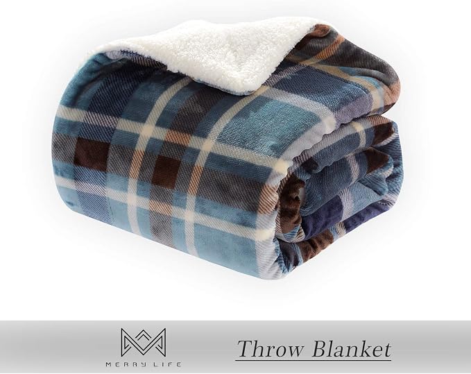 MERRYLIFE Sherpa Throw Blanket Ultra-Plush Comfort | Decorative, Soft, Colorful | Home, Couch, Outdoor, Travel Use (Greenland, 60" 70")