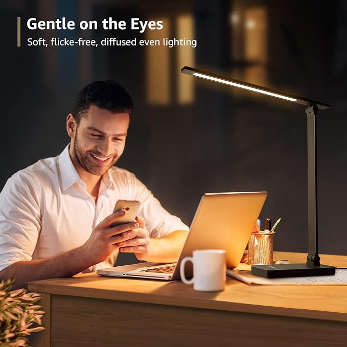 Lepro LED Desk Lamp for Home Office, 9.5W 750LM Touch Desk Light, Black
