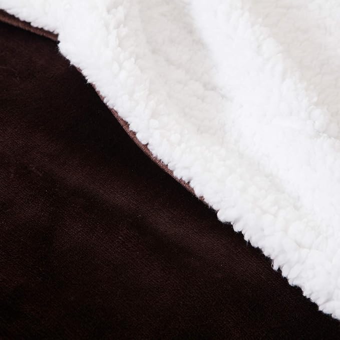 SOCHOW Sherpa Fleece Throw Blanket, Brown, 50x60 inches | Reversible Super Soft Luxurious Plush Blanket Throw Size
