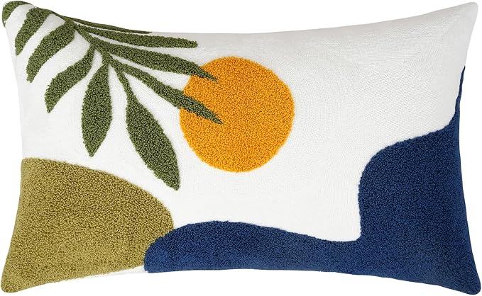 Adabana Boho Lumbar Pillow Cover 12x20 Inch Embroidered Throw Pillow Cover