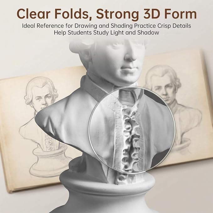 6" Mozart Bust Sculpture, Classic Resin Bust Sculpture Figurine