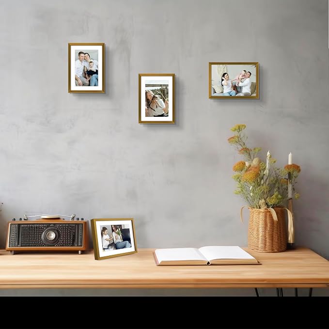 Frametory 5x7 Bronze Aluminum Metal Picture Frame Mat for 4x6 Glass