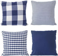 HOPLEE 24x24 Pillow Cover Navy Blue Decorative Pillow Cover with Buffalo Plaid, Solid Navy Blue, Tricking Stripe and Gingham Plaid Design 24x24 Inches Set of 4