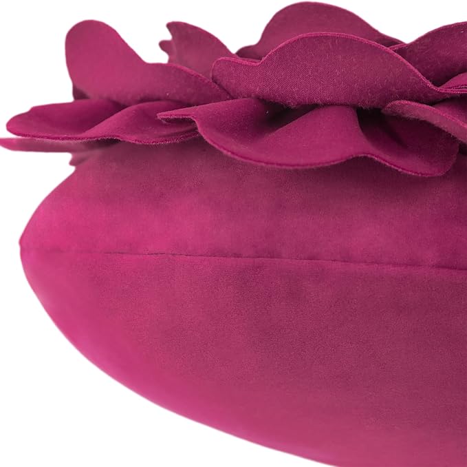 JWH Flower Throw Pillow Cover Decorative Round Pillow Case Floral Cushion for Bed Sofa Couch Car Decor 14 Inches Magenta